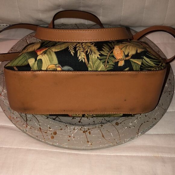 Relic Black Green Red Tropical Canvas Leather Combo Crossbody Bag Purse - Picture 6 of 15